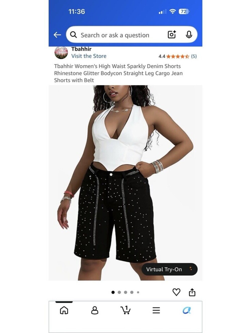 DENIM JORTS Black With Rhinestones Embellishment